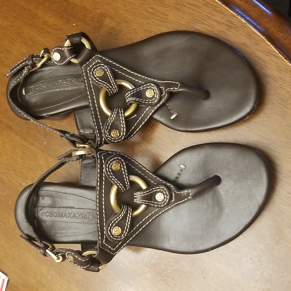 Black leather women's BCBGMaxazria Sandals